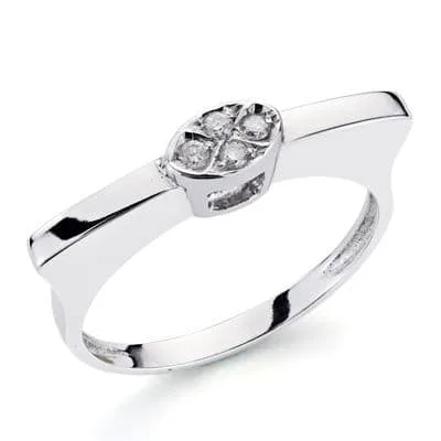 18K SORTIJA ORO BLANCO CON DIAMANTES TALLA BRILLANTE 0.100 QTS.