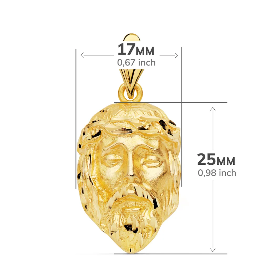 18K COLGANTE ORO AMARILLO CABEZA DE CRISTO  25X17 MM — vista 3