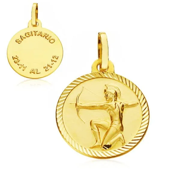9K HOROSCOPO ORO AMARILLO DISCO 16 MM SAGITARIO