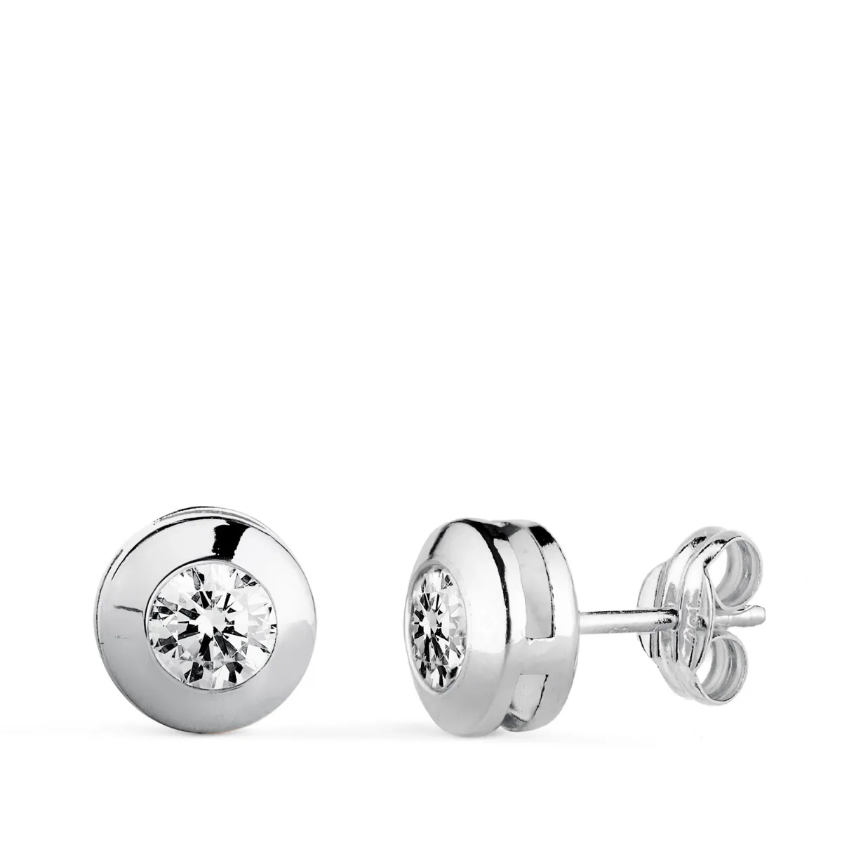 18K PENDIENTES ORO BLANCO CHATON GALERIA CON CIRCONITA. MEDIDA: 7,5 MM. CIERRE PRESION