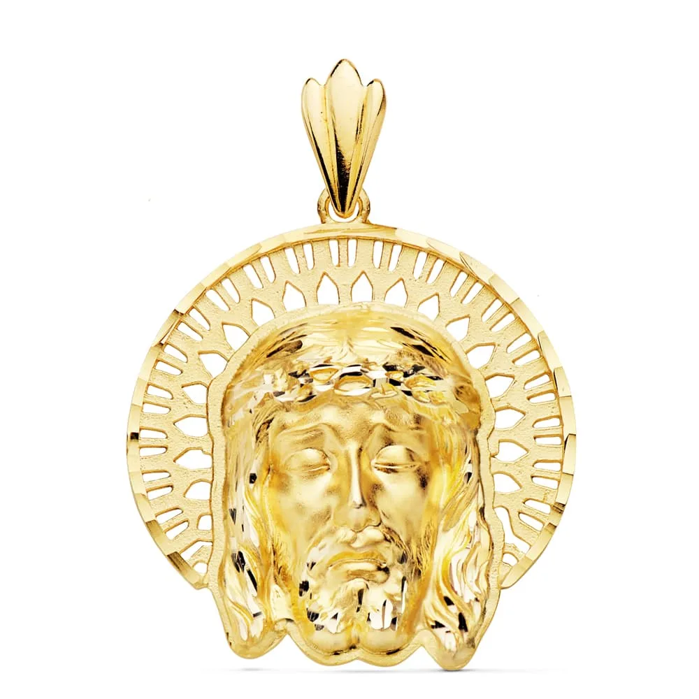 18K COLGANTE COLGANTE ORO AMARILLO CABEZA DE CRISTO  ORLA 31X31 MM