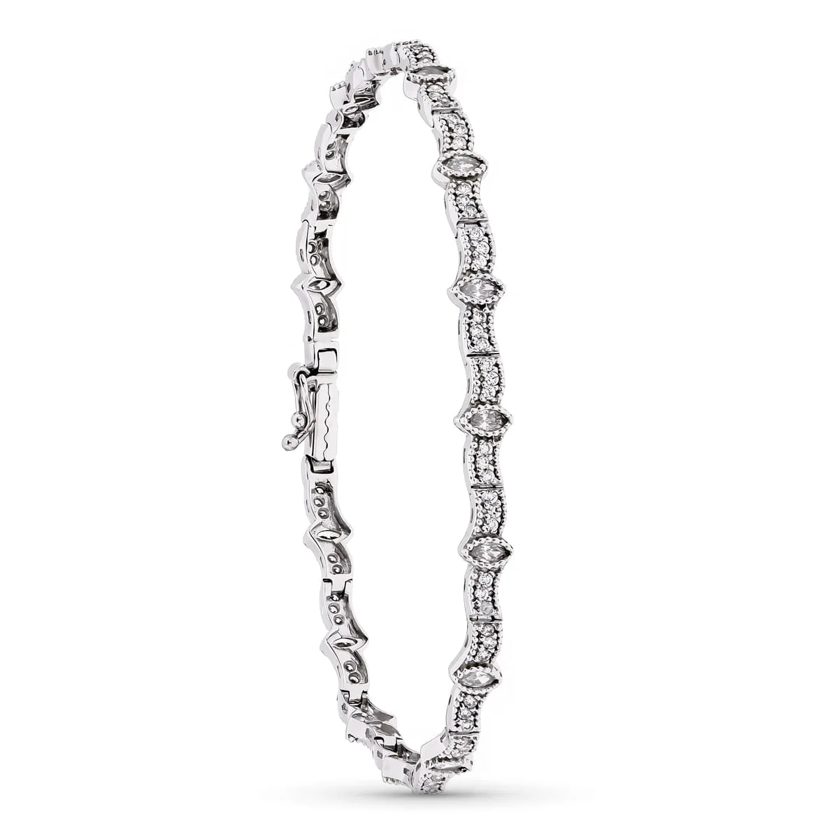 18K PULSERA ORO BLANCO Y CIRCONITA 19CM