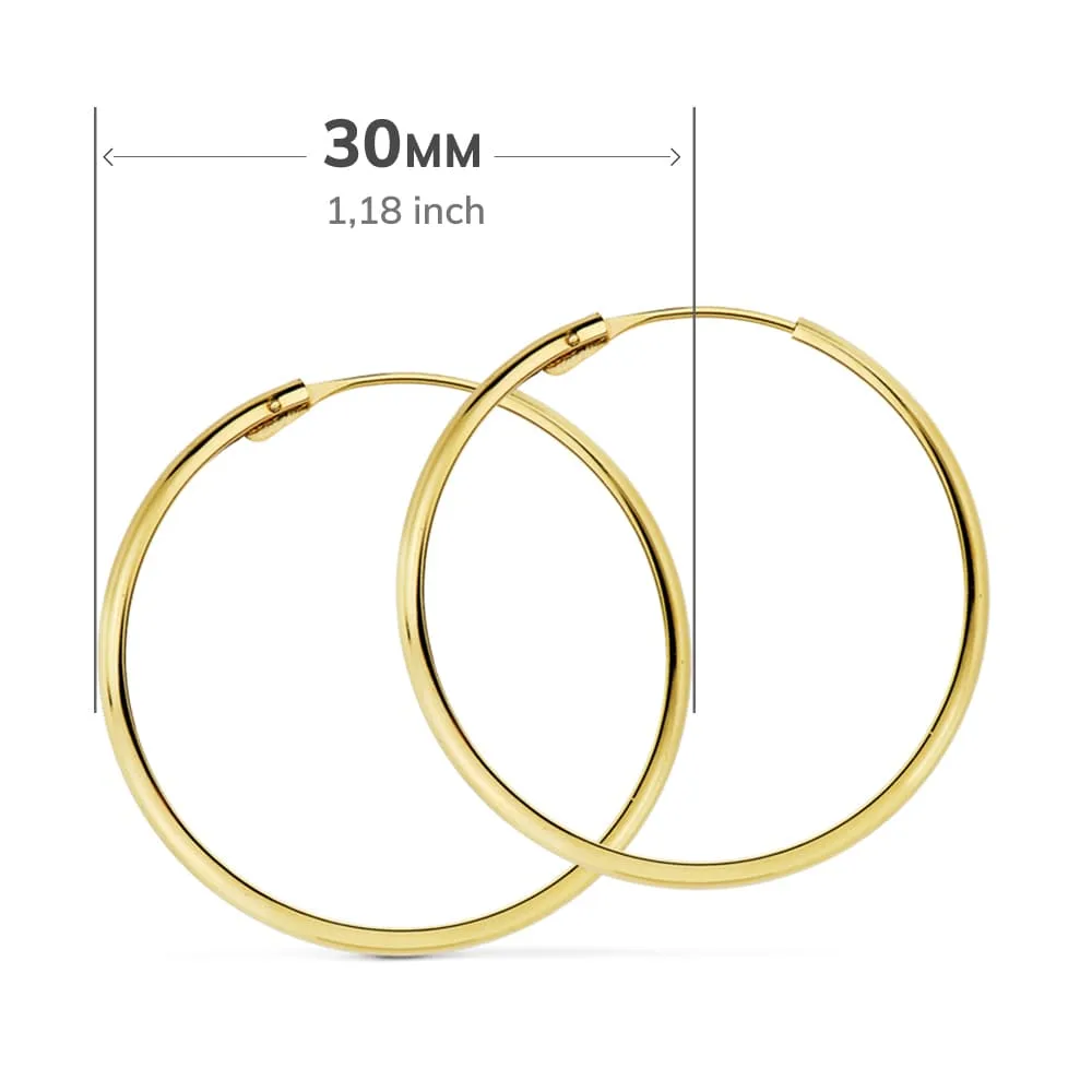 18K AROS ORO AMARILLO MEDIA CAÑA LISOS LIGEROS 30X3 MM — vista 2