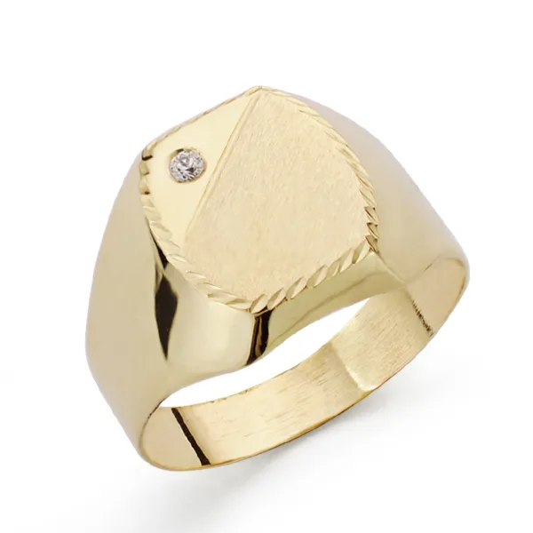 9K SELLO ORO AMARILLO HUECO CADETE CON CIRCONITA. ZONA GRABADO: 10X10 MM