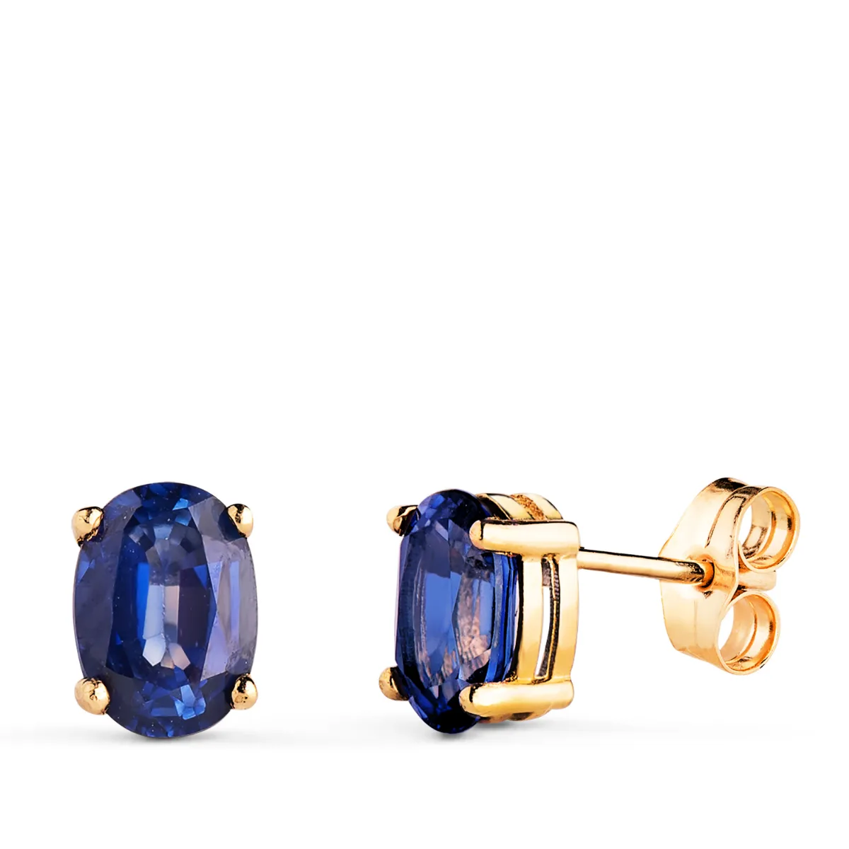 18K PENDIENTES ORO AMARILLO GARRAS ZAFIRO 7X5 MM 1.58  QTS. CIERRE PRESION
