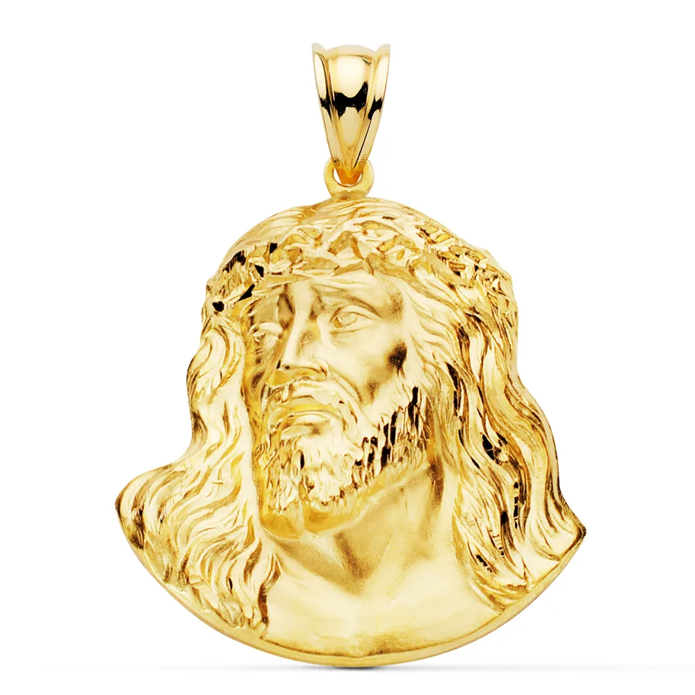 18K CRISTO SANTO ROSTRO ORO AMARILLO 42X35 MM