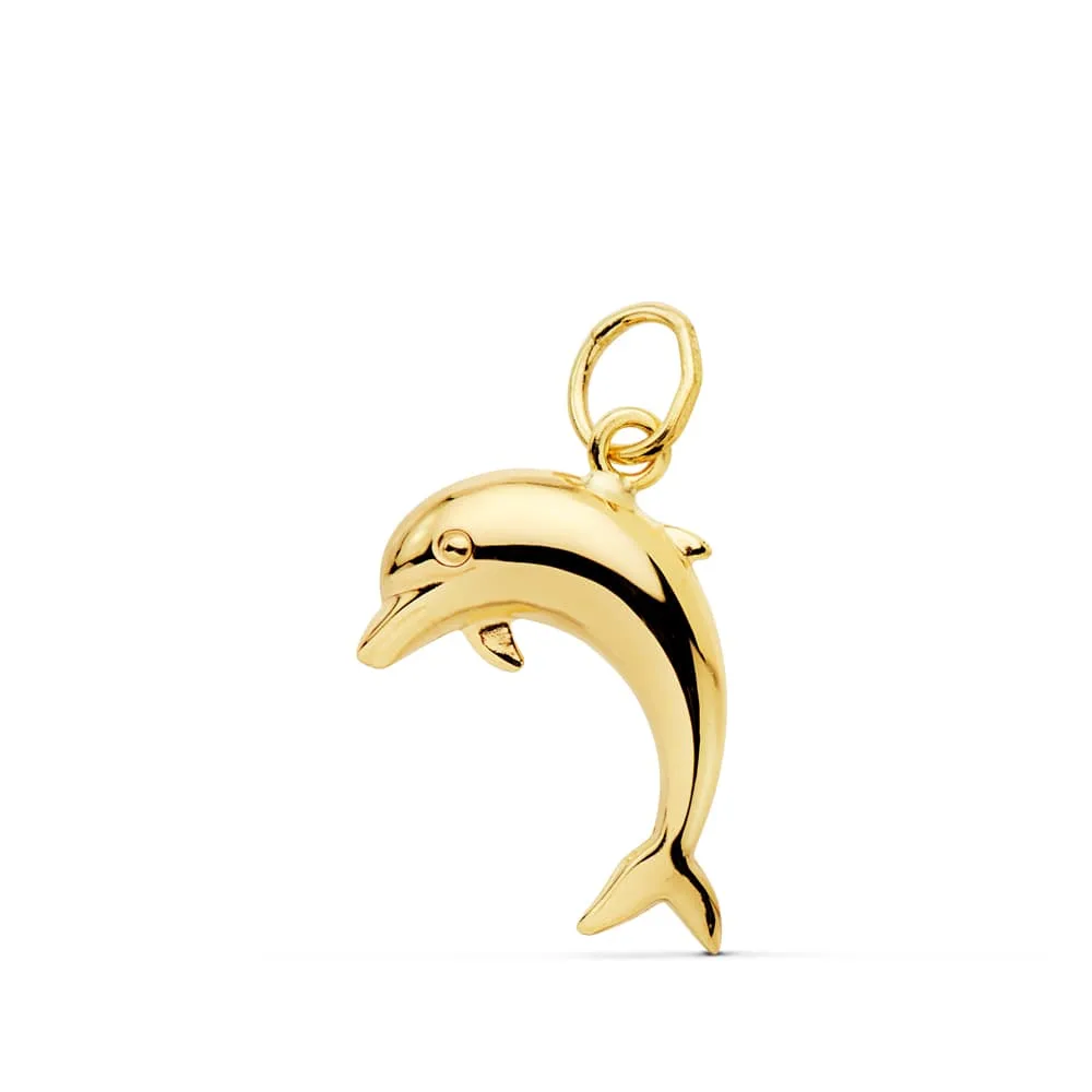 18K COLGANTE AMULETO  ORO AMARILLO DELFIN LISO 17X12 MM