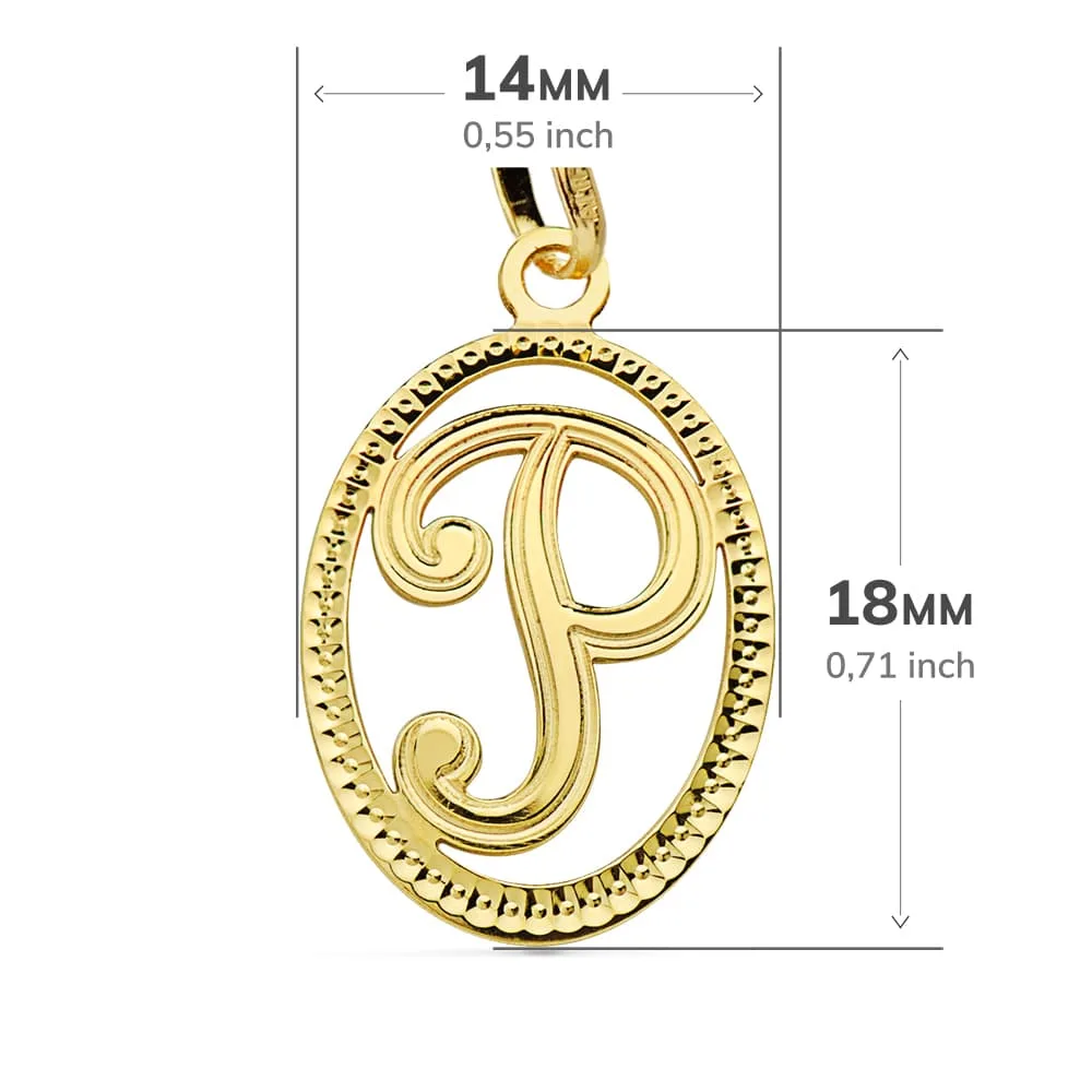 18K COLGANTE ORO AMARILLO INICIAL LETRA P 21X14 MM — vista 2