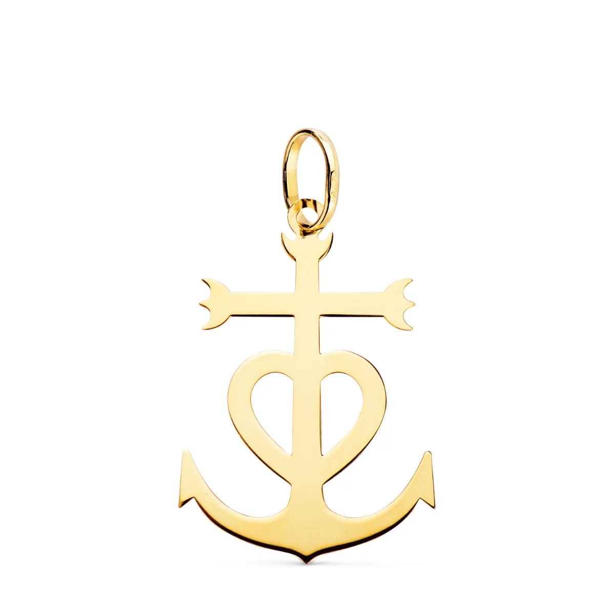 18K CRUZ DE LA CAMARGA ORO AMARILLO EN BRILLO. 27 X 19 MM