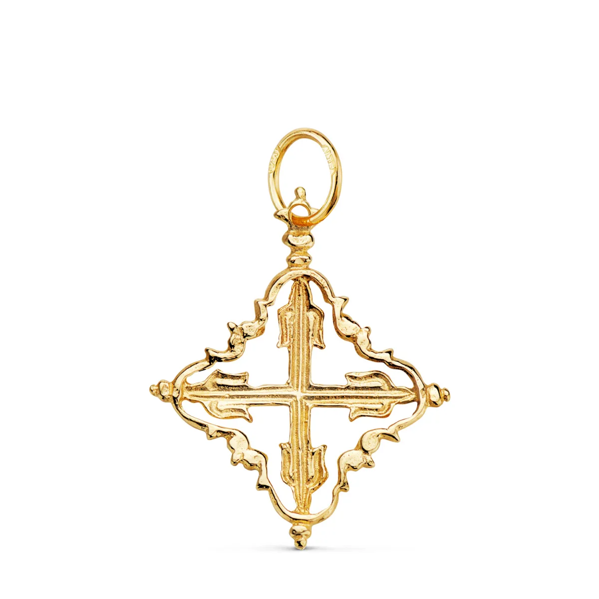 18K COLGANTE ORO AMARILLO CRUZ MALLORQUINA 26 X 22 MM