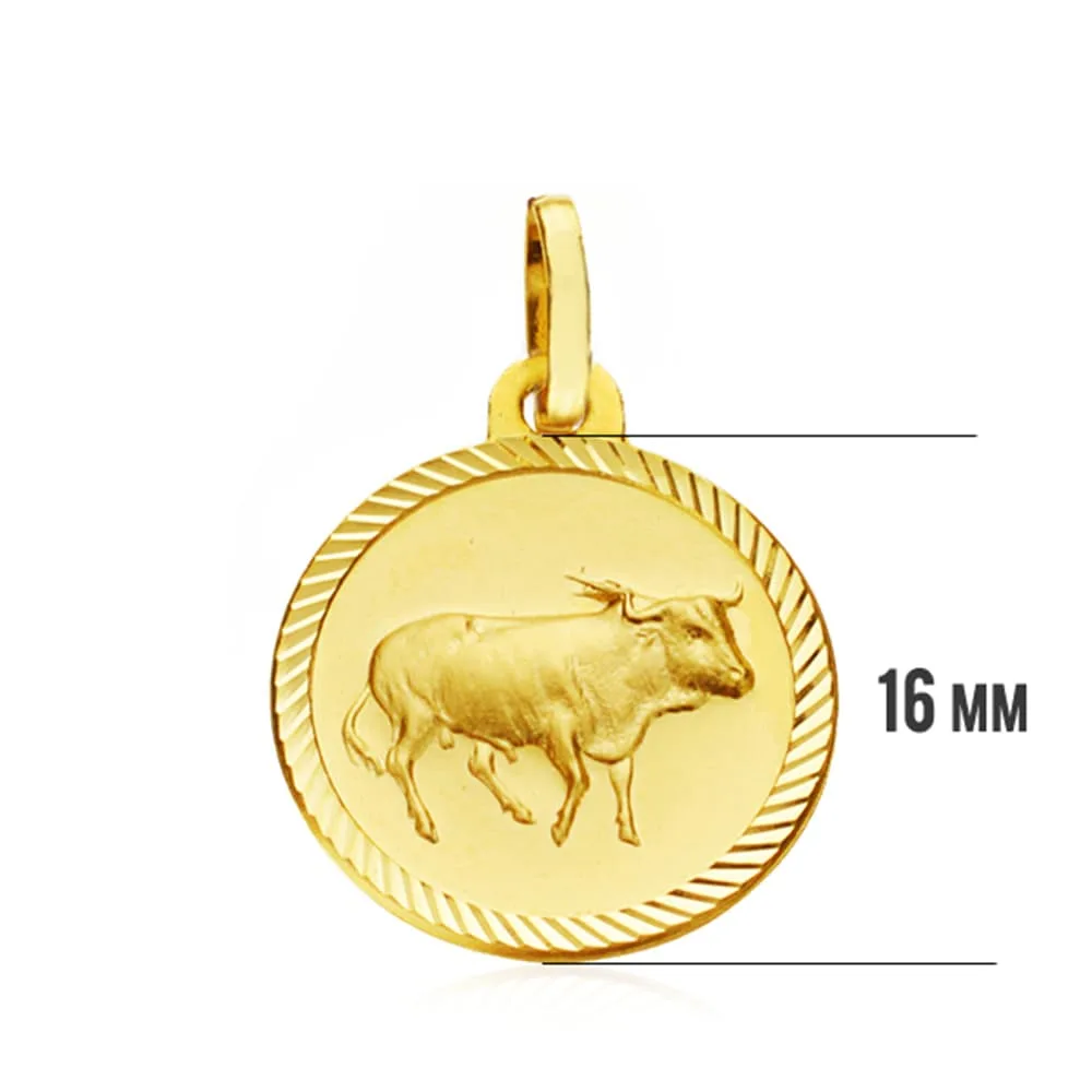 18K PLACA HOROSCOPO ORO AMARILLO TAURO 16 MM — vista 3