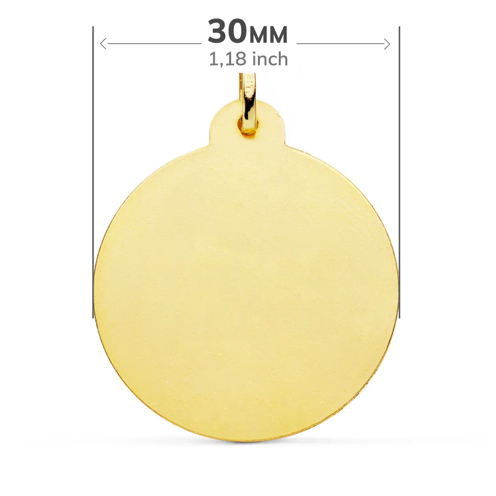 18K MEDALLA ORO AMARILLO CRISTO SAGRADO CORAZON DE JESUS BISEL 30 MM — vista 2