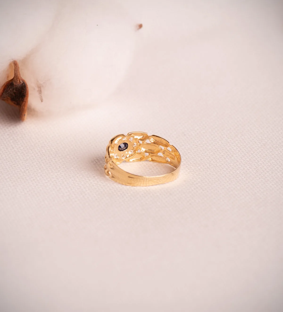 18K SORTIJA ORO AMARILLO PANTER CON CIRCONITAS Y ZAFIRO NATURAL 4X3 MM. ANCHO: 9 MM — vista 3