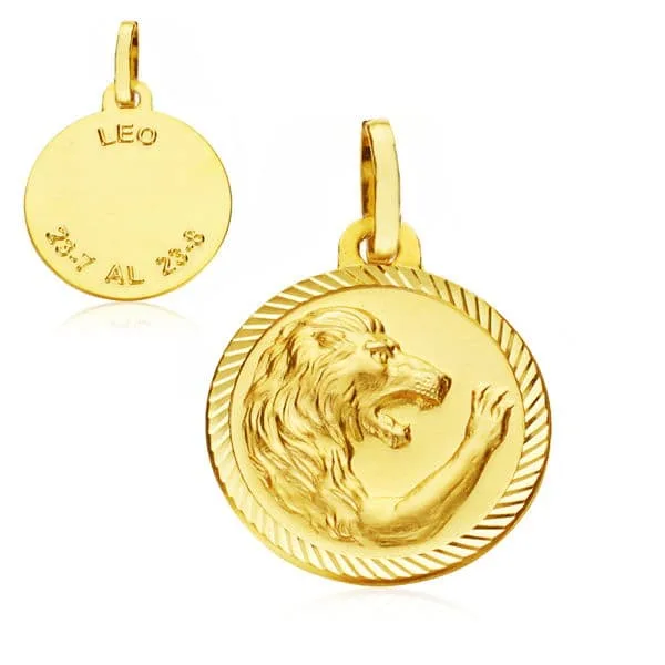 18K PLACA HOROSCOPO ORO AMARILLO LEO 16 MM