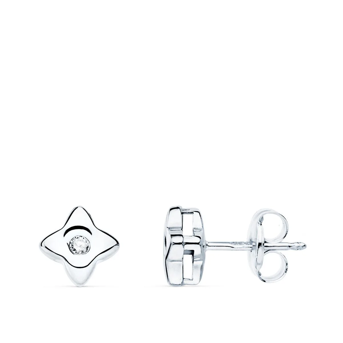 18K PENDIENTES ORO BLANCO ESTRELLA DIAMANTES LABORATORIO 0,040 QT VS2-G. MEDIDA: 5,5 X 5,5 MM. CIERRE PRESION
