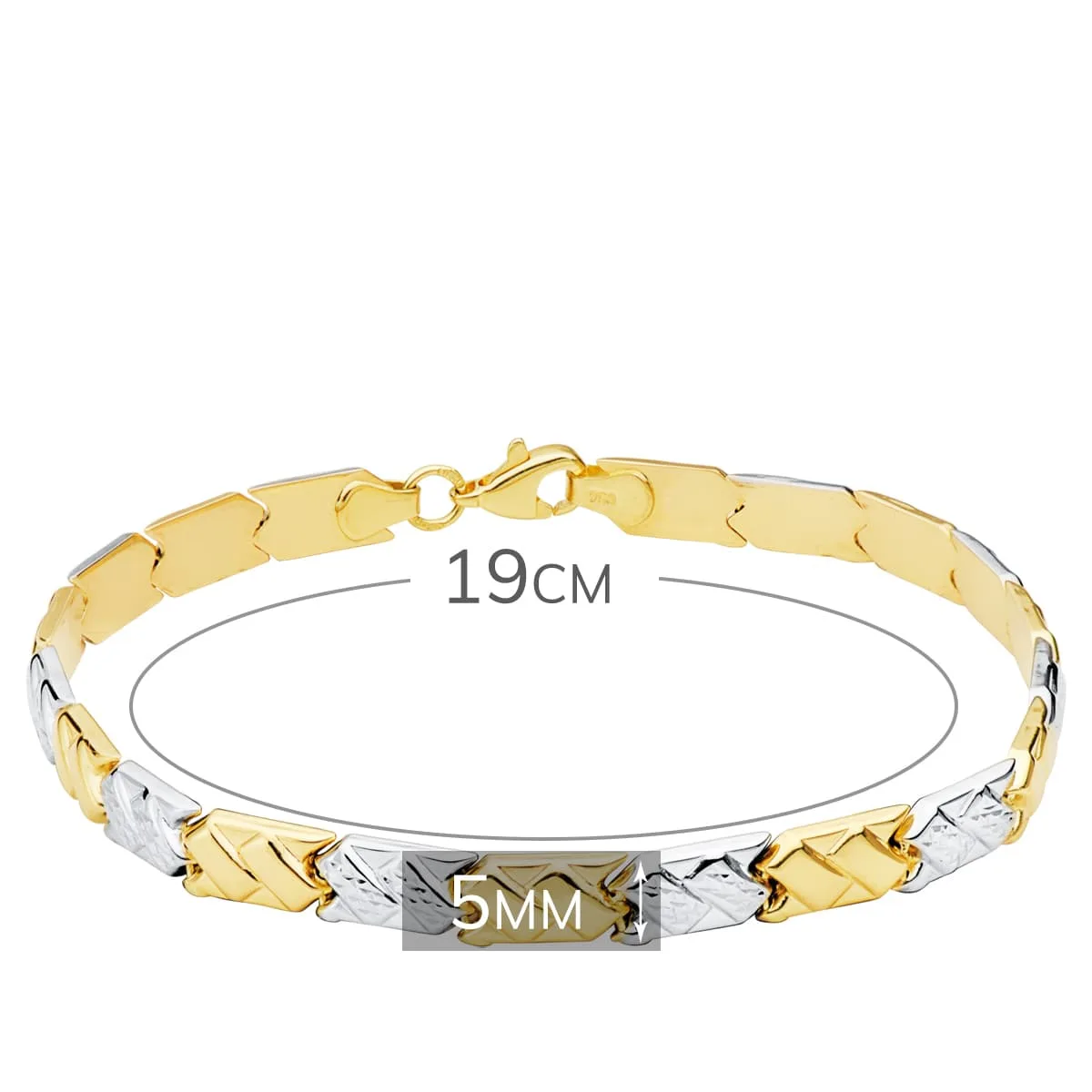 18K PULSERA BICOLOR ESTAMPACION 19CM — vista 2