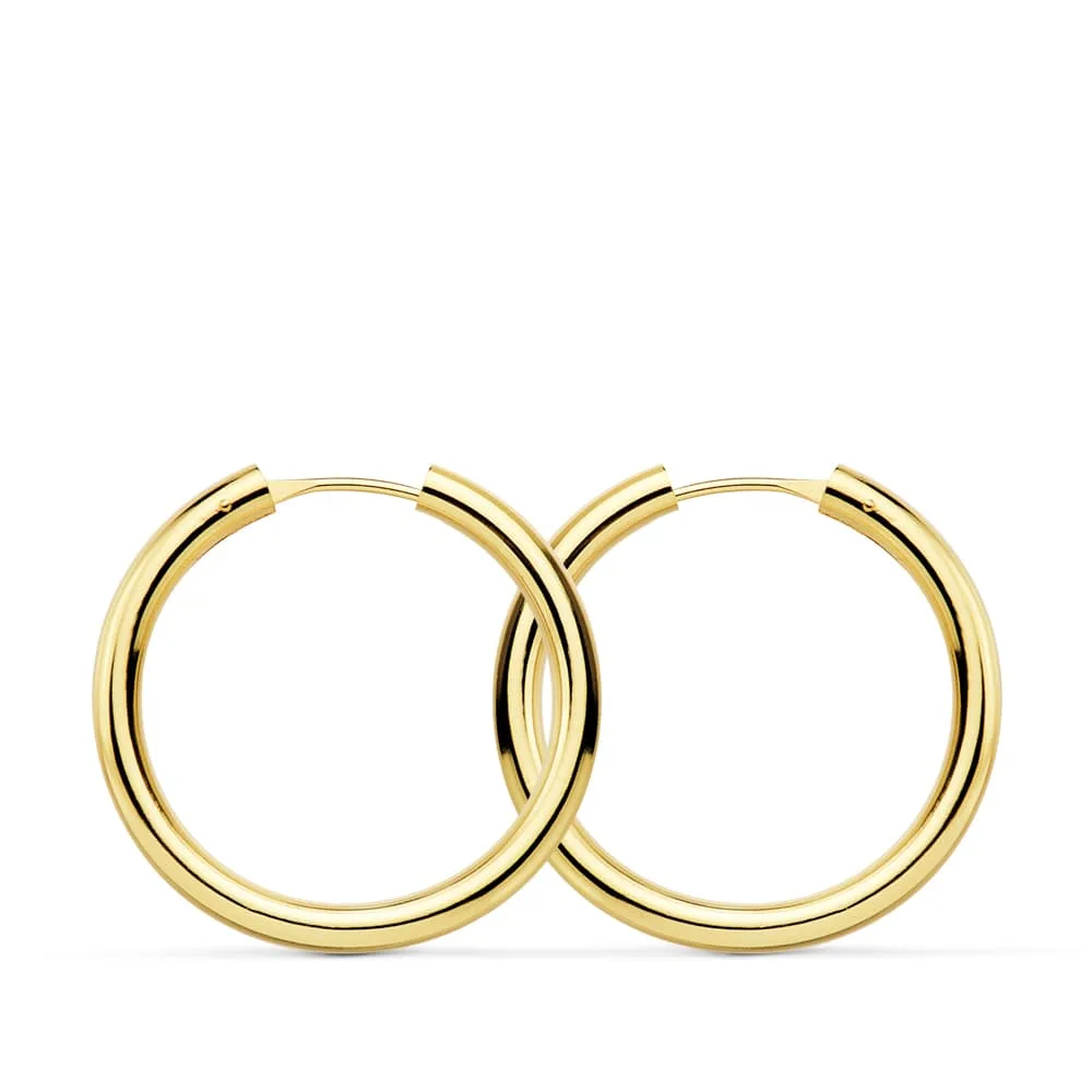 18K AROS ORO AMARILLO REDONDOS LISOS LIGEROS 24X2.5 MM
