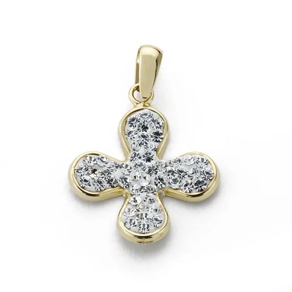 9K CRUZ ORO BLANCO CIRCONITA 17X14 MM