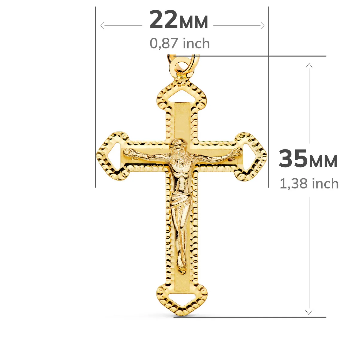 18K CRUZ ORO AMARILLO CON CRISTO TALLADA 35X22 MM — vista 3
