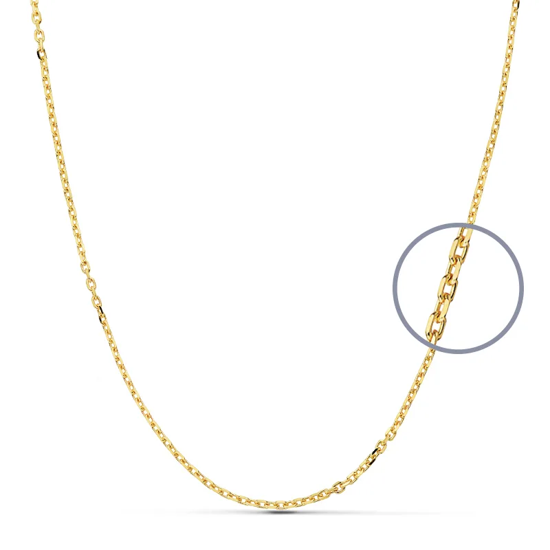9K CADENA ORO AMARILLO FORZADA MACIZA. ANCHO: 1,5 MM. LARGO: 50 CM