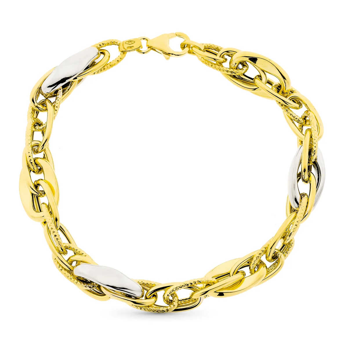 9K PULSERA ORO BICOLOR 20CM
