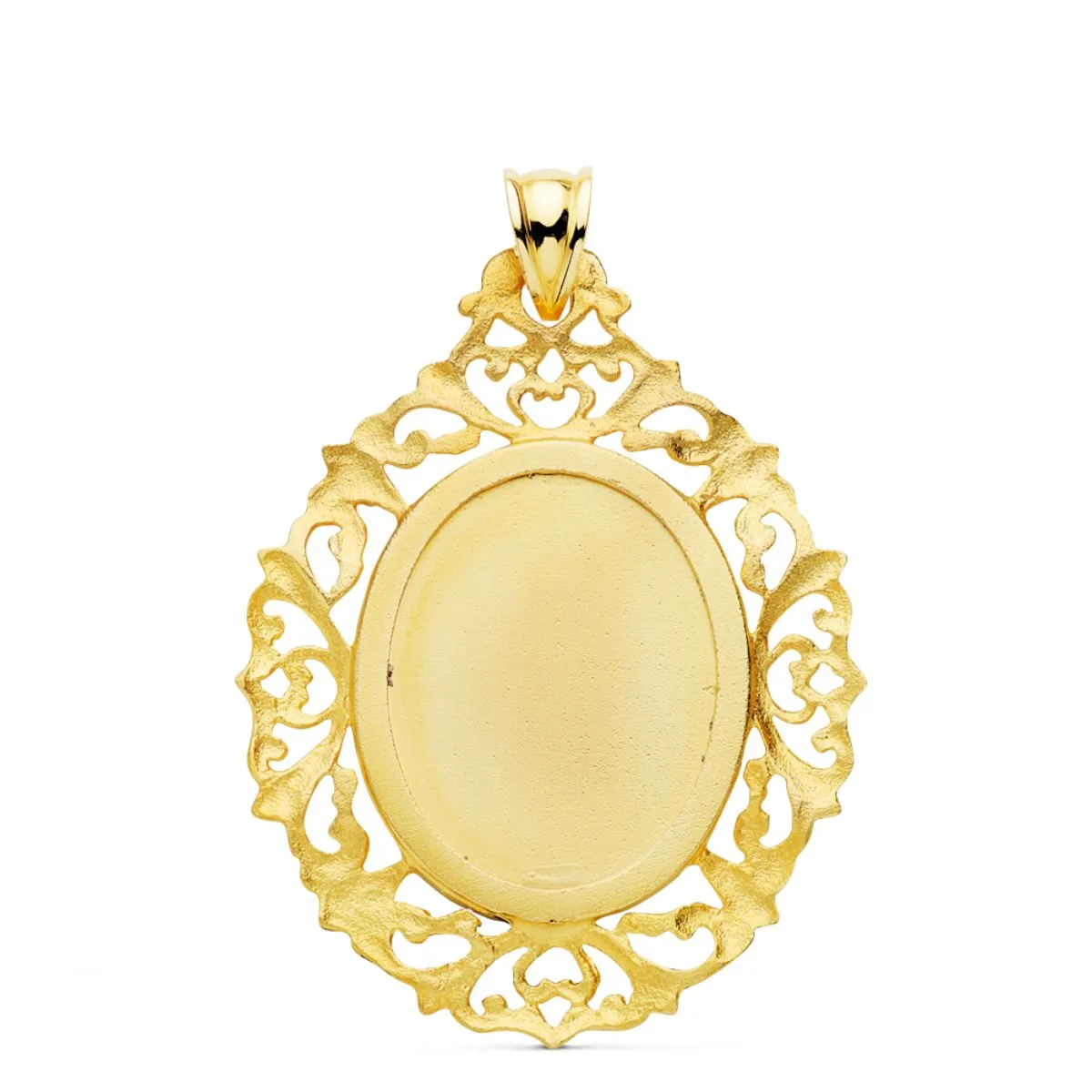 18K MEDALLA ORO AMARILLO VIRGEN GUADALUPE CERCO FILIGRANA 39X30 MM — vista 2