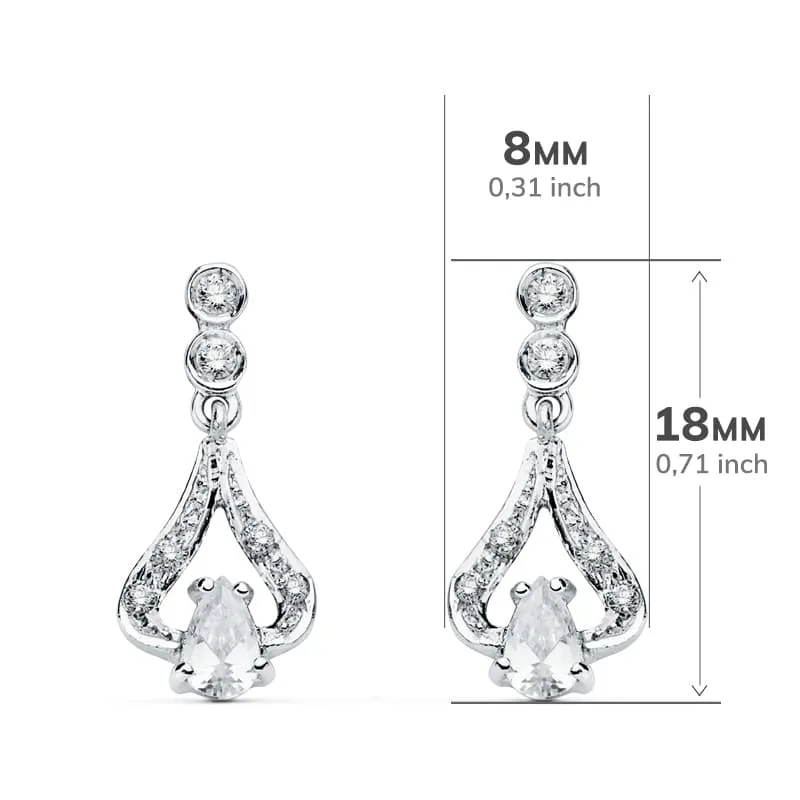 18K PENDIENTES ORO BLANCO CIRCONITA 18X8 MM CIERRE PRESION — vista 2