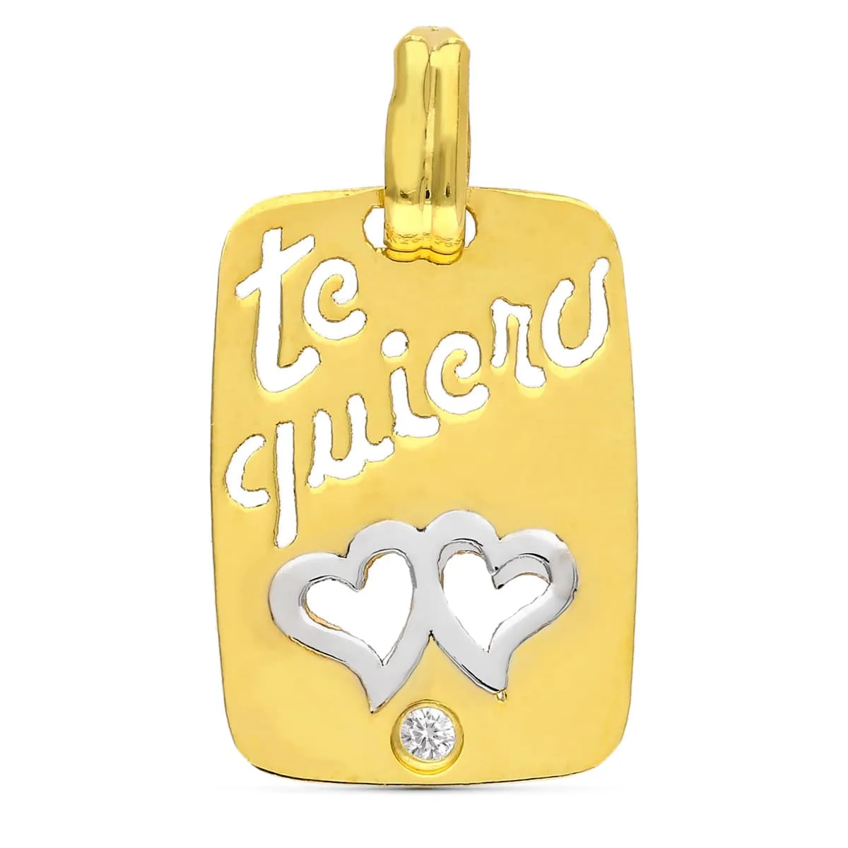 18K COLGANTE ORO AMARILLO TE QUIERO CALADO CORAZON 20X14 MM C. AMOR