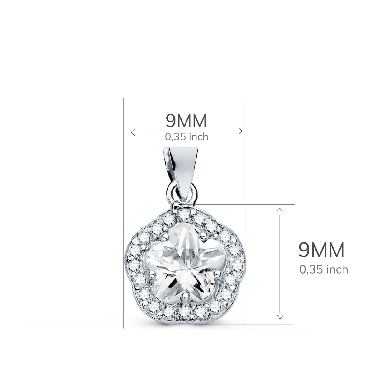 18K COLGANTE ORO BLANCO FLOR CON CIRCONITA 9X9 MM — vista 2