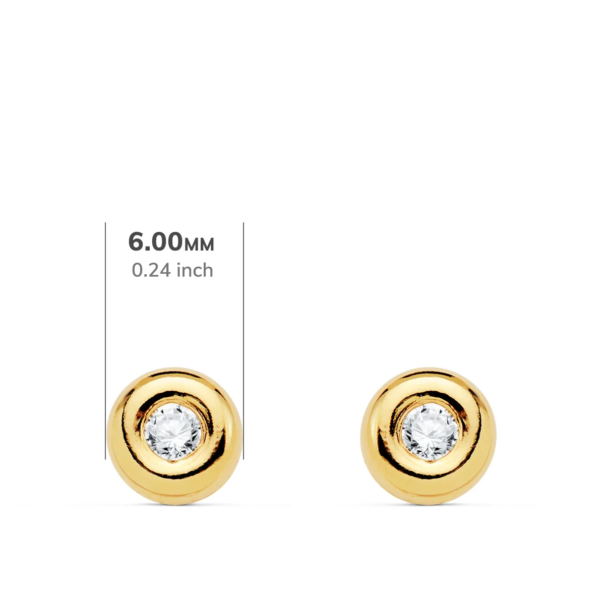18K PENDIENTES CHATON ORO AMARILLO DIAMANTES LABORATORIO 0,140 QTS VS2-G. MEDIDA: 5,5 X 5,5 MM. CIERRE PRESION — vista 2