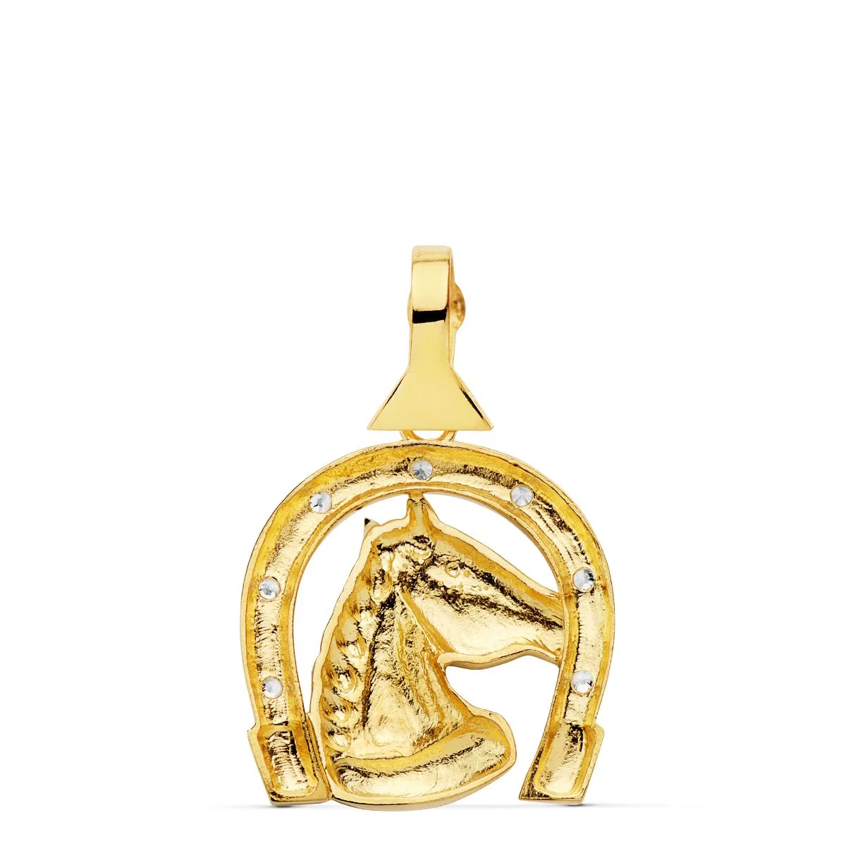 18K COLGANTE ORO AMARILLO HERRADURA CIRCONITA 28X24 MM — vista 2