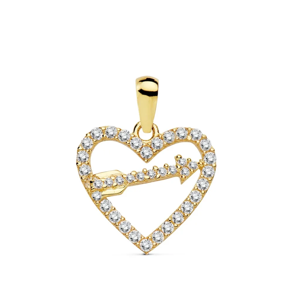 18K COLGANTE ORO AMARILLO CORAZON Y FLECHA 15X13 MM C. AMOR