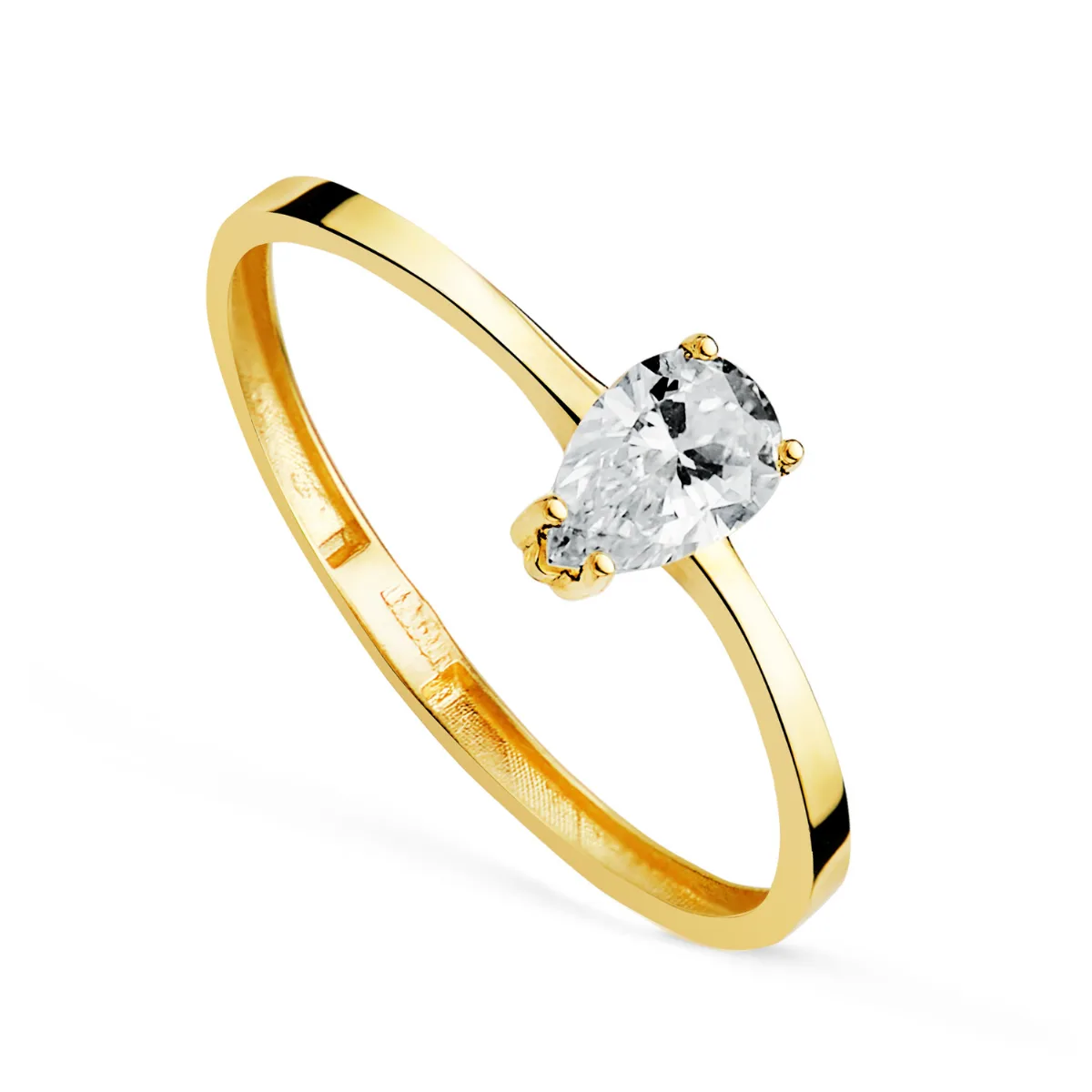 18K SORTIJA ORO AMARILLO DIAMANTE LABORATORIO TALLA PERA 0,35 QTES. VS2 - G. ANCHO: 6 MM