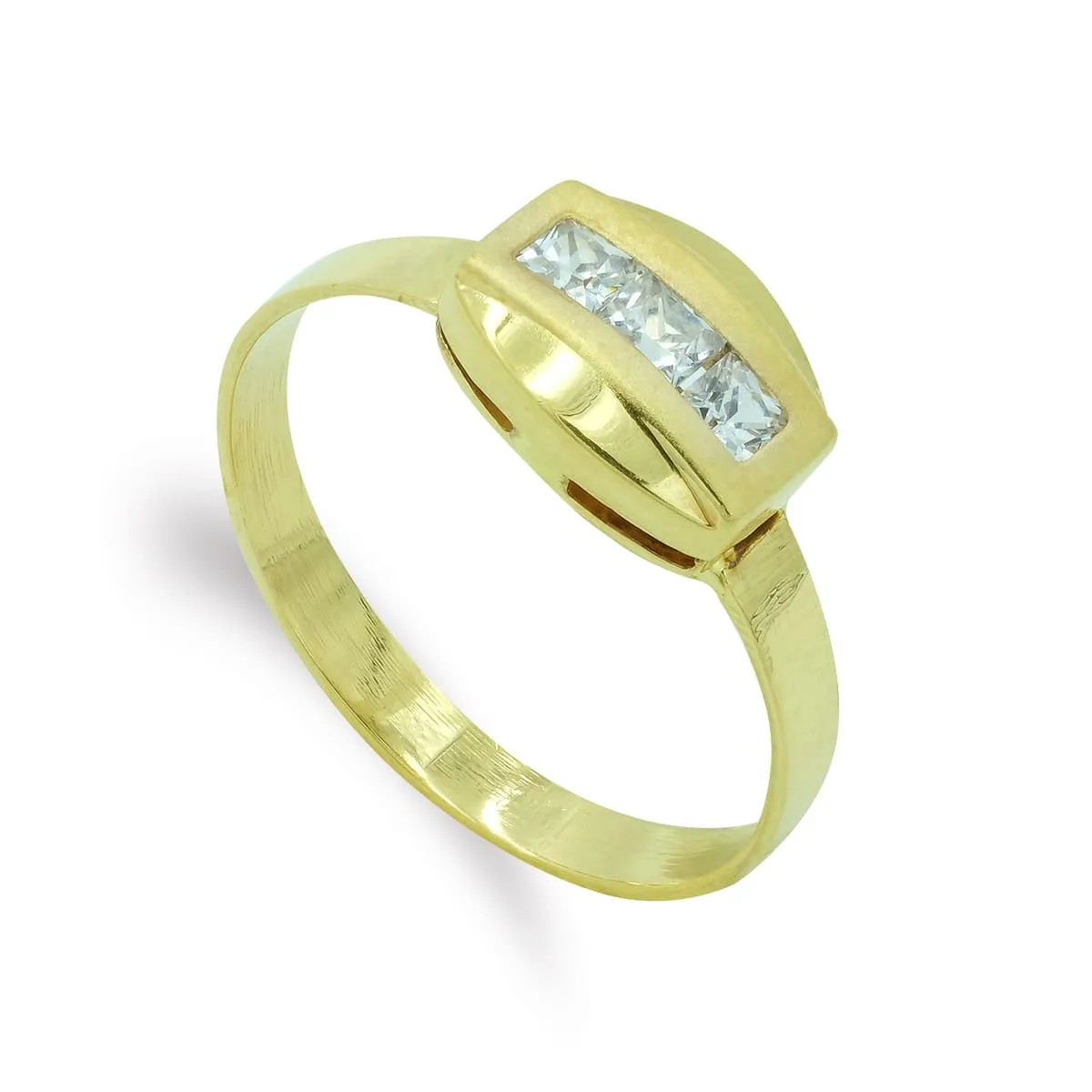 18K SORTIJA ORO AMARILLO CON CIRCONITA TALLA BAGUETTE. ANCHO: 7,5 MM