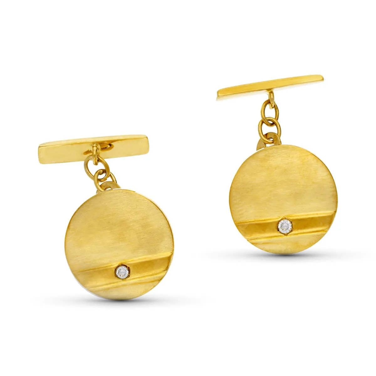 18K GEMELOS REDONDO ORO AMARILLO CIRCONITA 16 MM