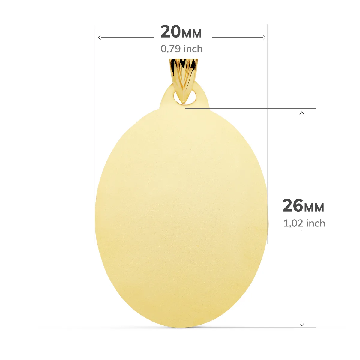 18K PLACA CHAPA OVAL ORO AMARILLO BRILLO 26X20 MM — vista 2