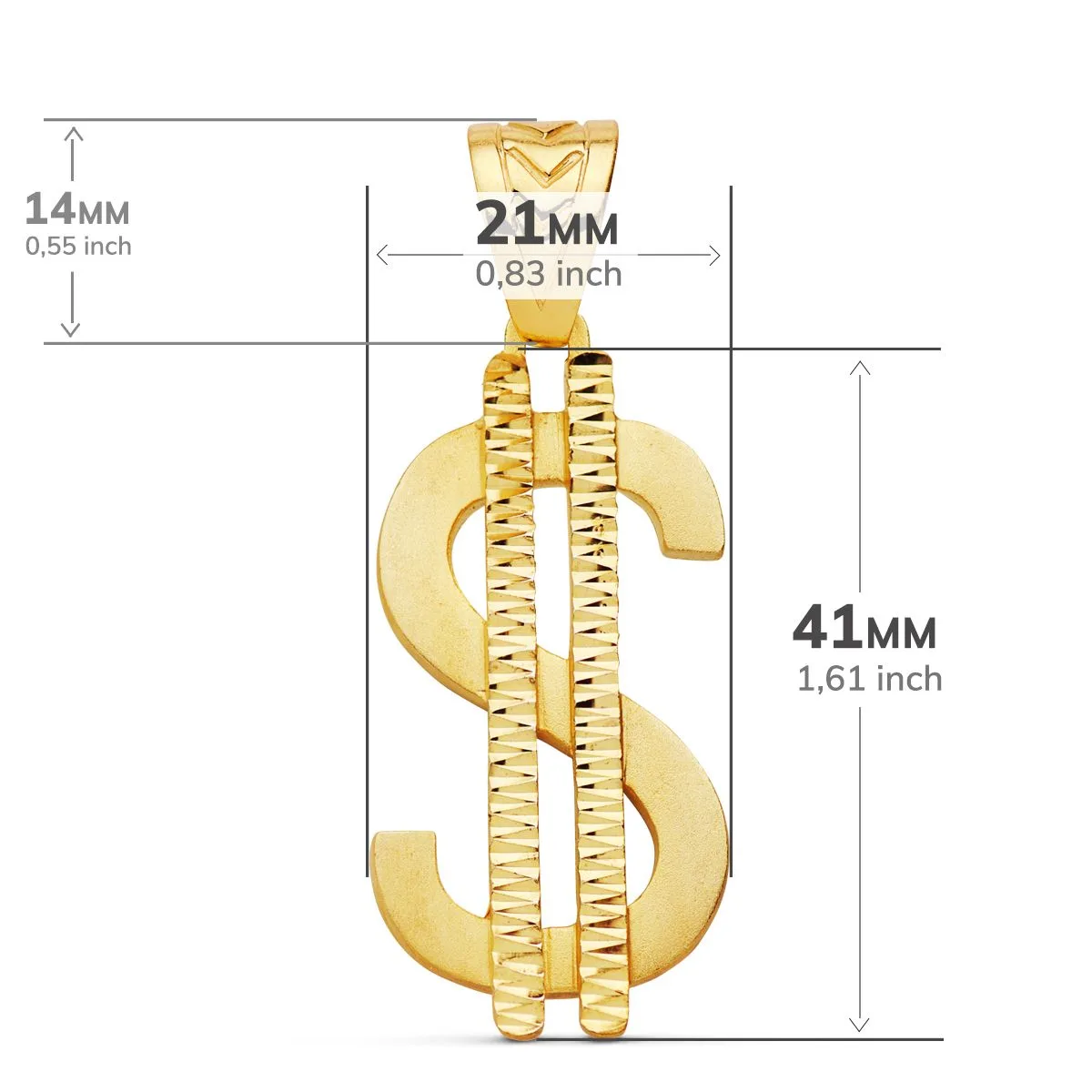 18K COLGANTE SIMBOLO DOLAR ORO AMARILLO. 41 X 21 MM — vista 3