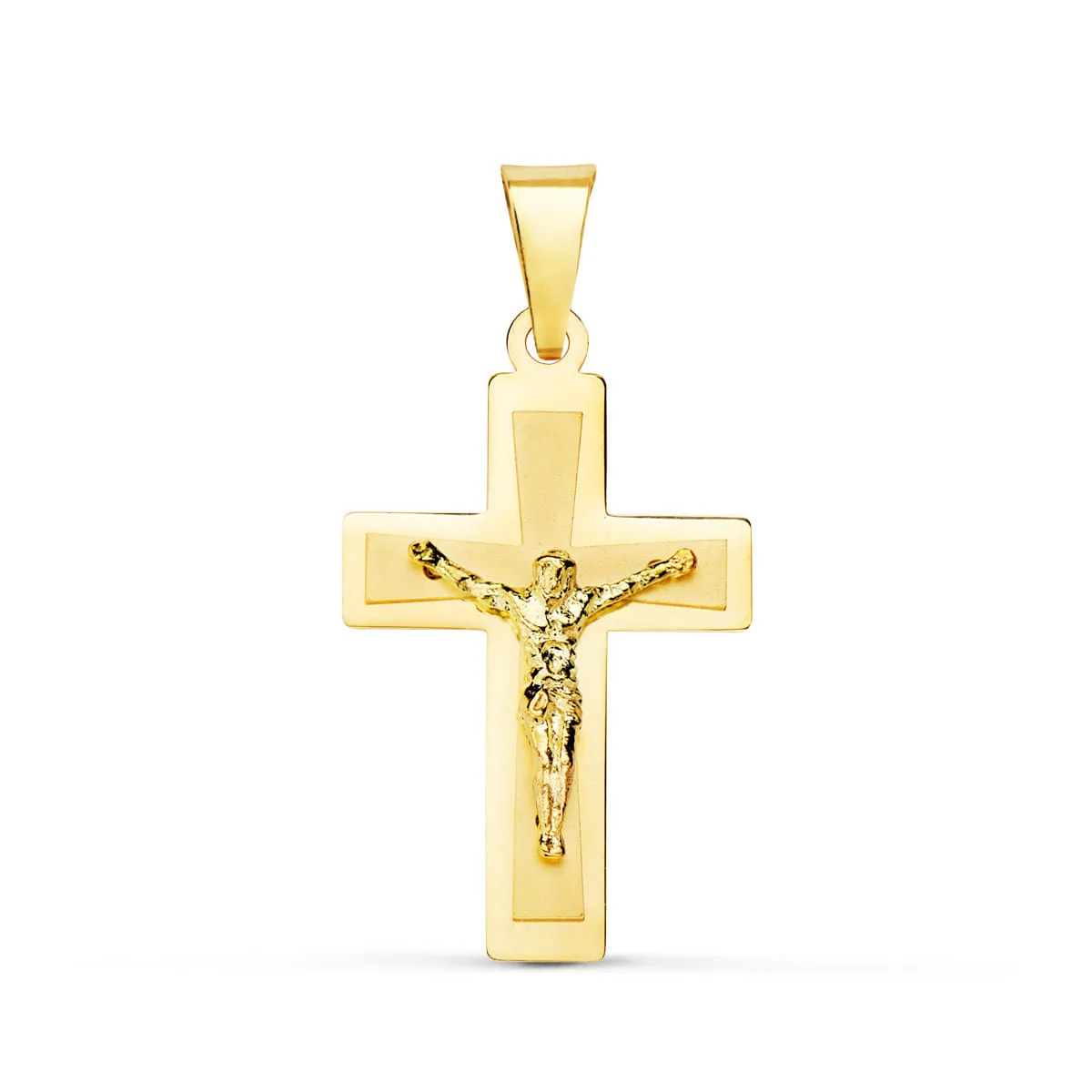 18K CRUZ ORO AMARILLO BRILLO CON CRISTO 25X17 MM