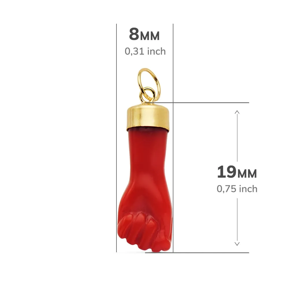 18K COLGANTE ORO AMARILLO HIGA MANO ROJA 19X8 MM — vista 2