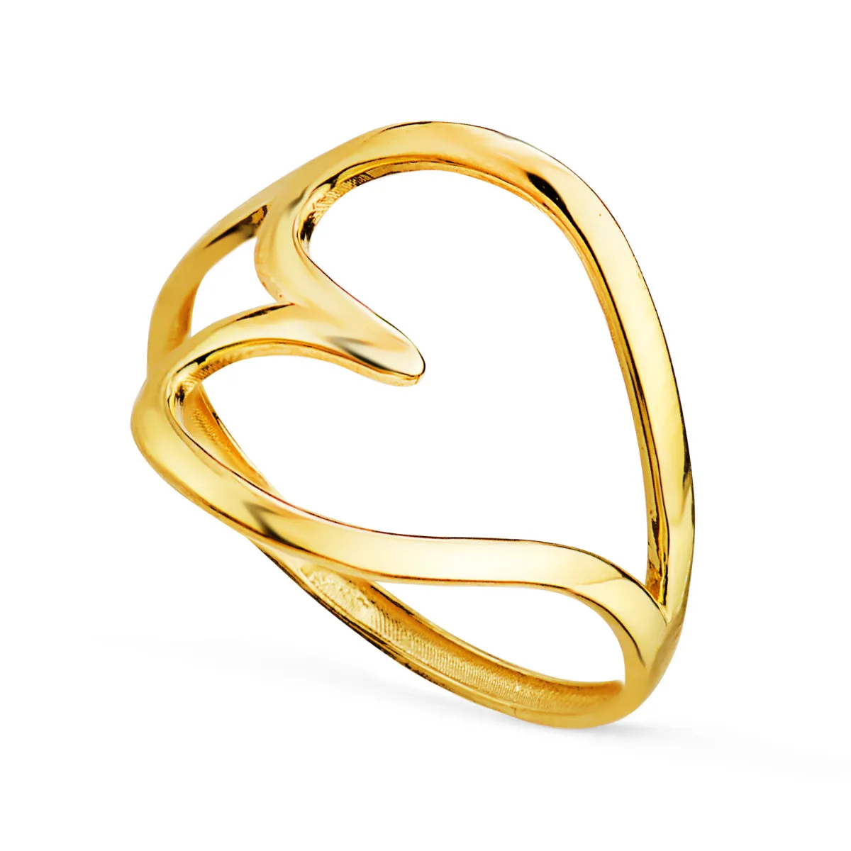 18K SORTIJA ORO AMARILLO CORAZON LISO EN BRILLO. ANCHO 16 MM
