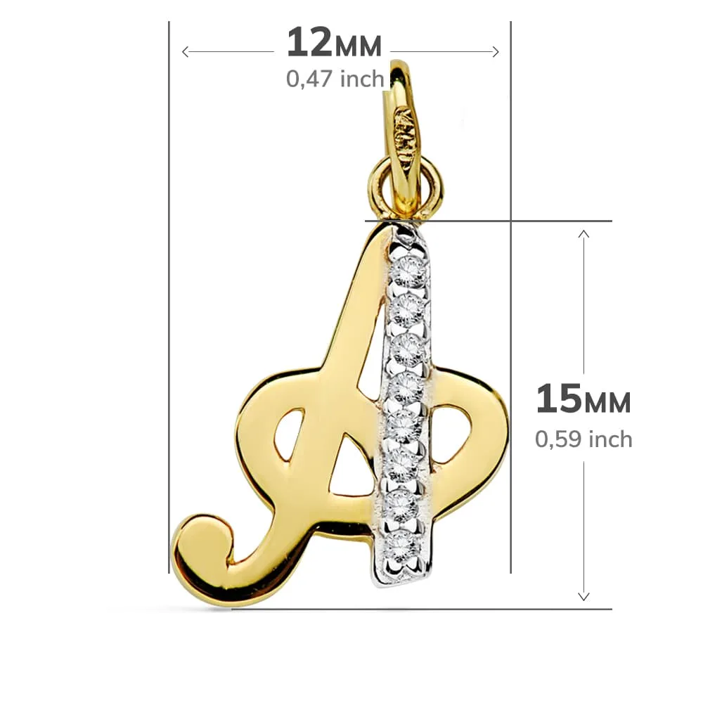 18K COLGANTE ORO BICOLOR LETRA  A CIRCONITA 15X12 MM — vista 2
