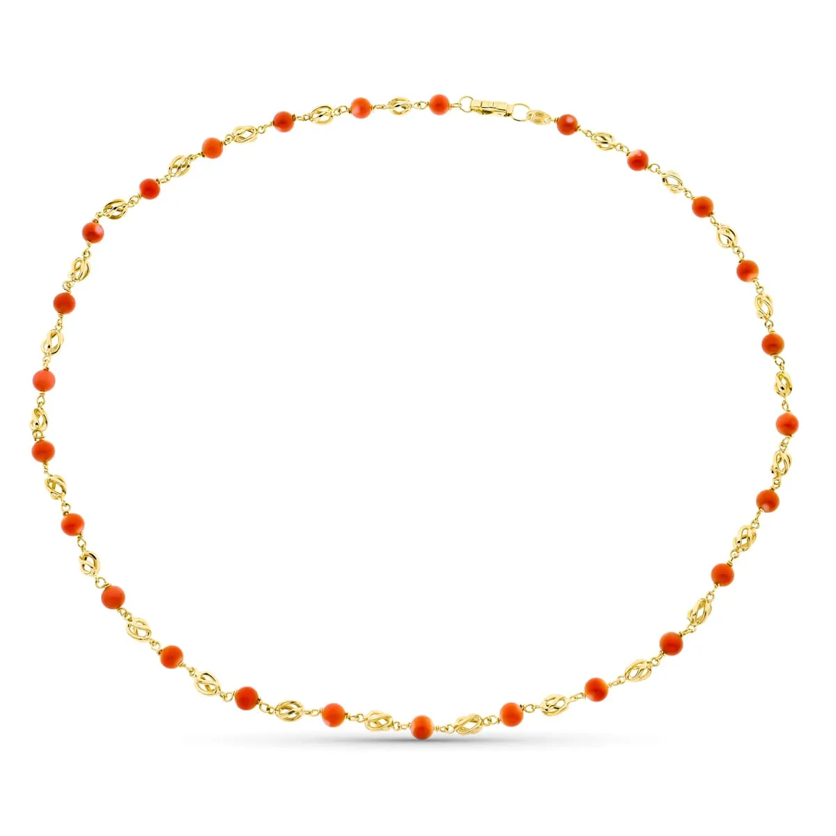 18K GARGANTILLA ORO AMARILLO JAULA CORAL FINO JAPONES 5 MM 50CM