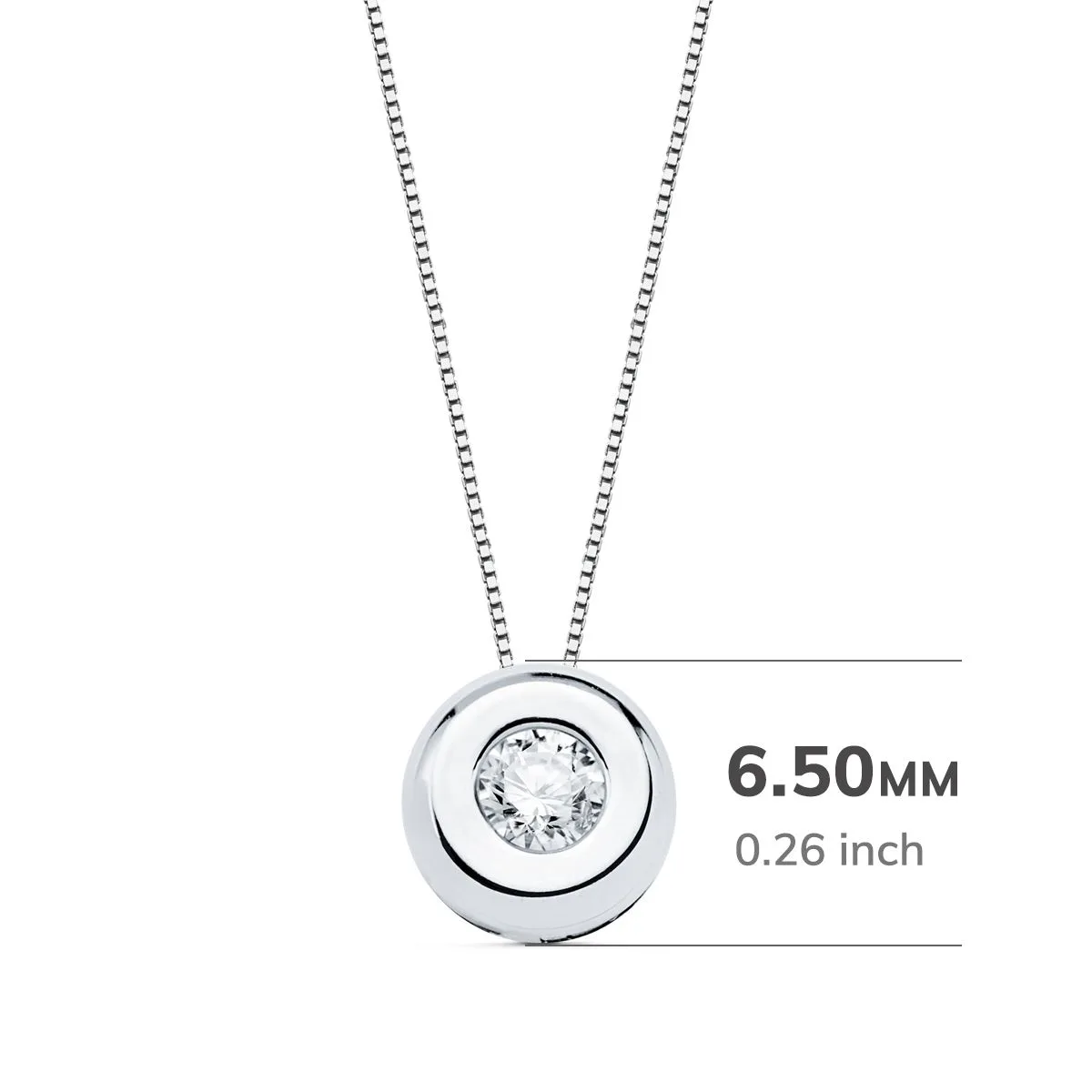 18K GARGANTILLA ORO BLANCO CHATON 6,5 MM DIAMANTE LABORATORIO 2,90MM 0,100 QTS. G-VS2. CADENA 42CM — vista 2