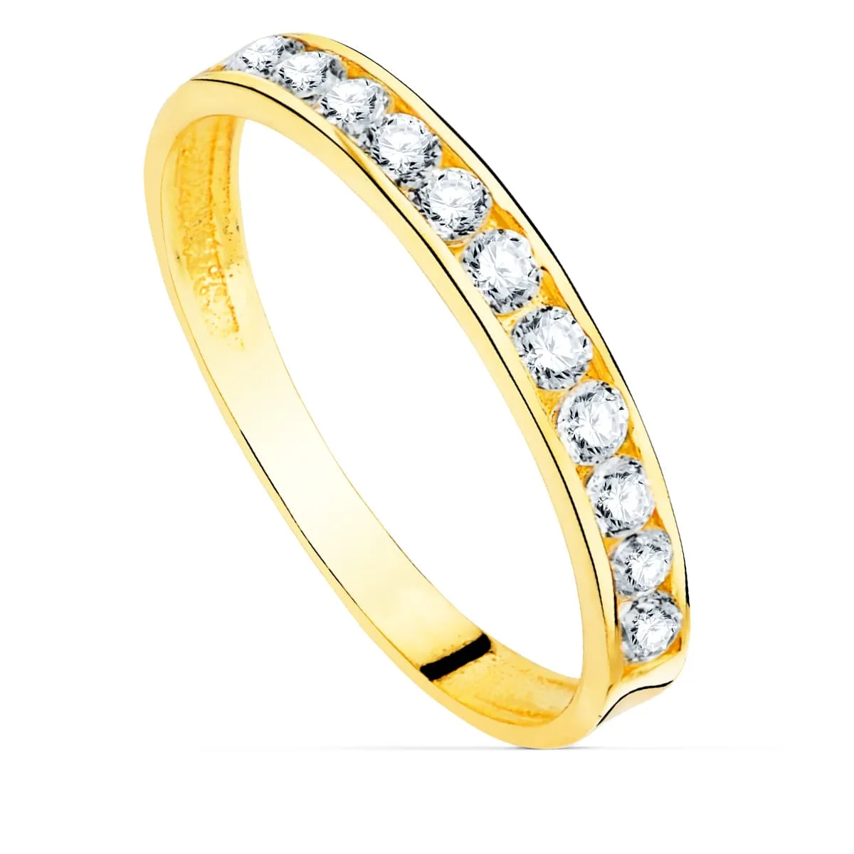 18K SORTIJA CIRCONITA CARRIL ORO AMARILLO