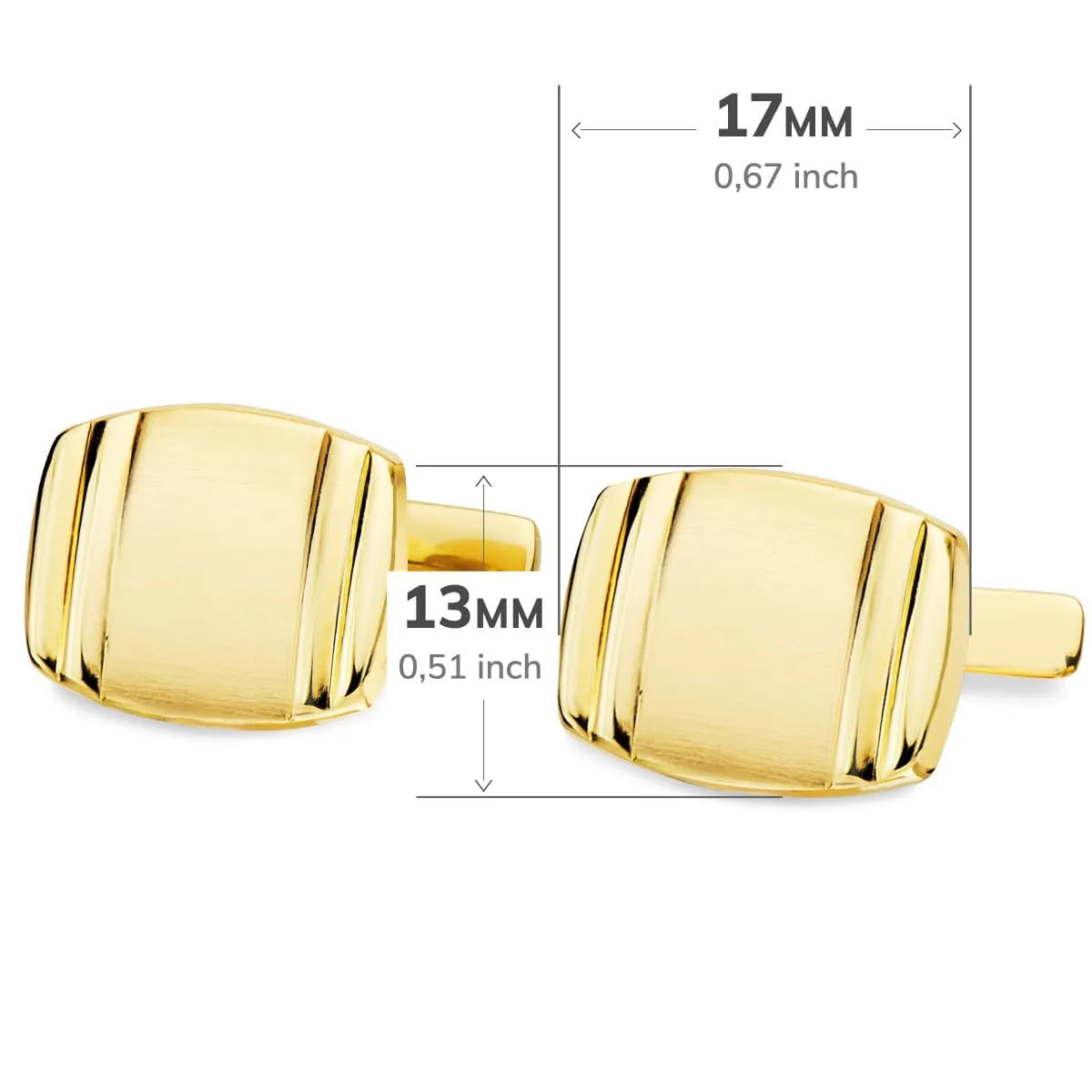 18K GEMELOS ORO AMARILLO TONEL MATE Y BRILLO 17X13 MM CIERRE RIGIDO OSCILANTE — vista 3