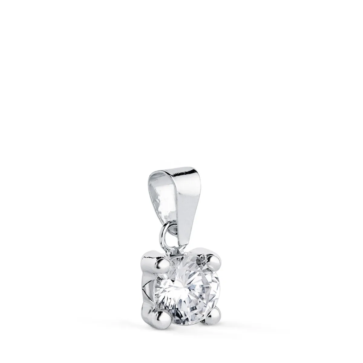 18K COLGANTE ORO BLANCO CON CIRCONITA 5MM CON 4 GARRAS. ANCHO: 5,5 MM.