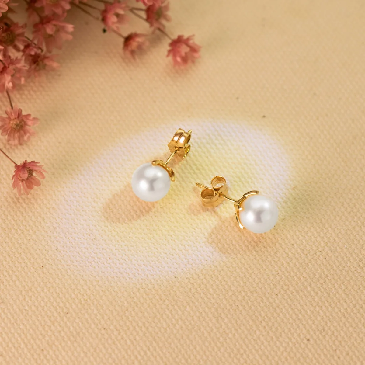 18K PENDIENTES ORO AMARILLO PERLA CULTIVADAS 7-7.5 MM CIERRE PRESION — vista 2