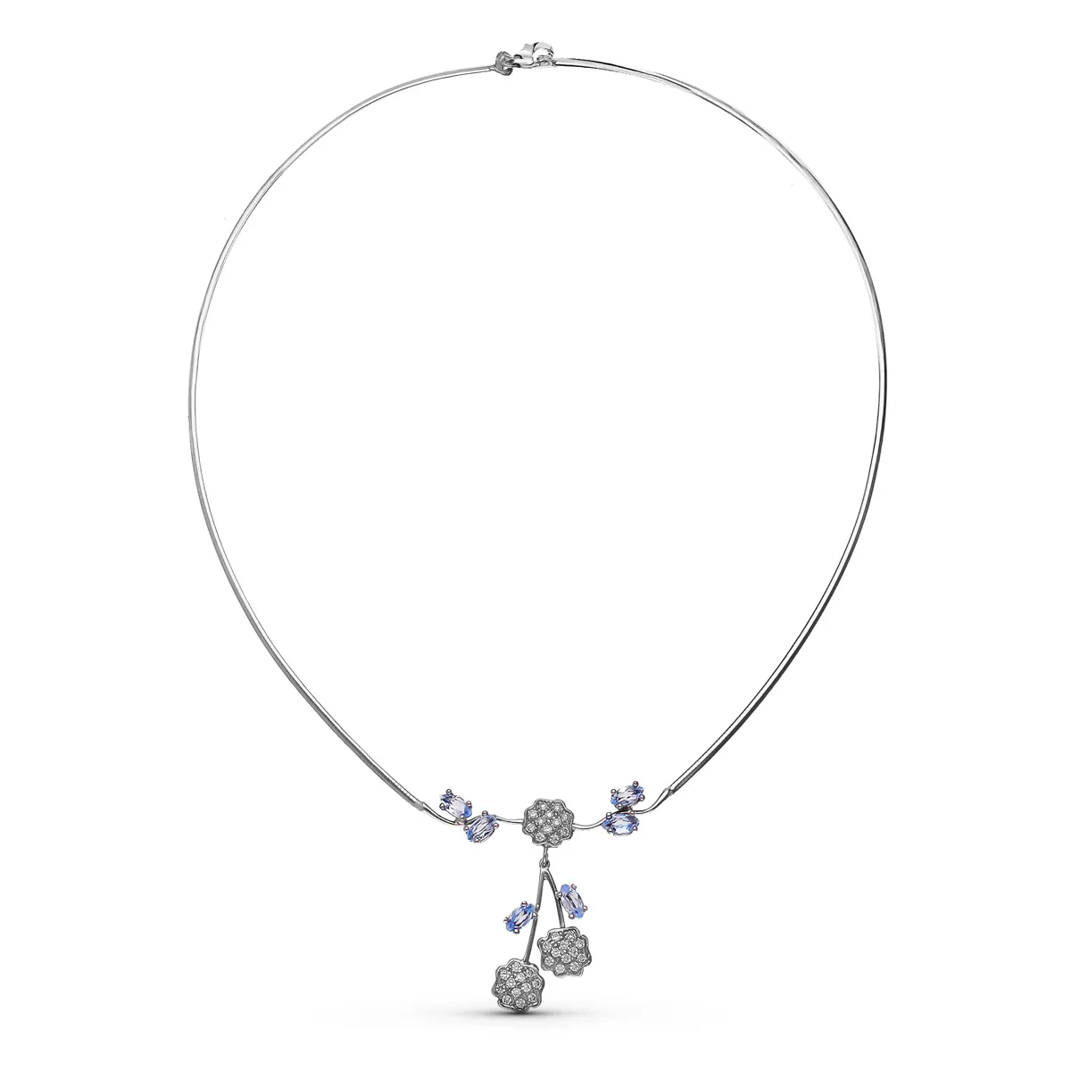 18K GARGANTILLA ORO BLANCO HILO CIRCONITAS