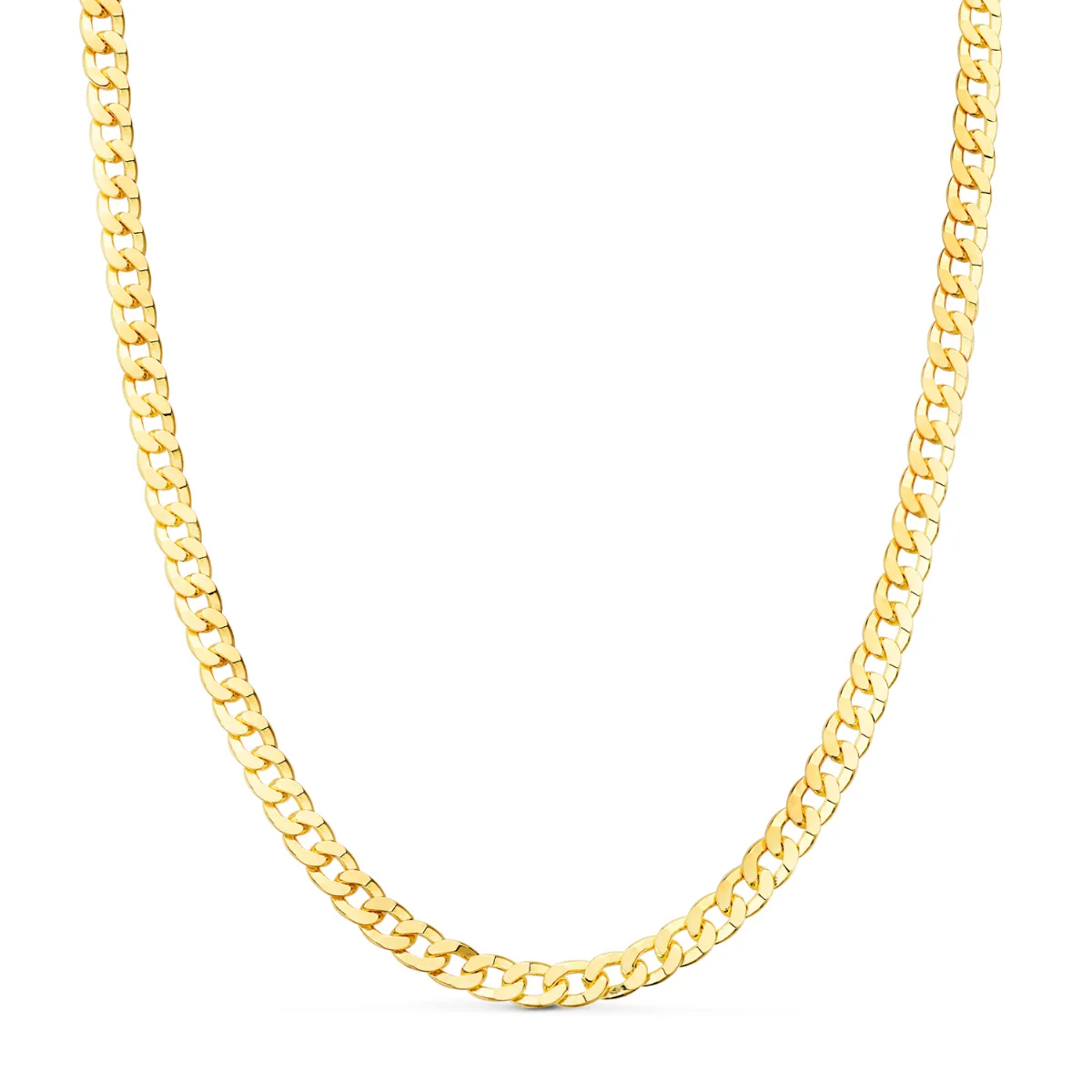18K CADENA ORO AMARILLO BARBADA HUECA LARGO 60CM ANCHO 5.3 MM