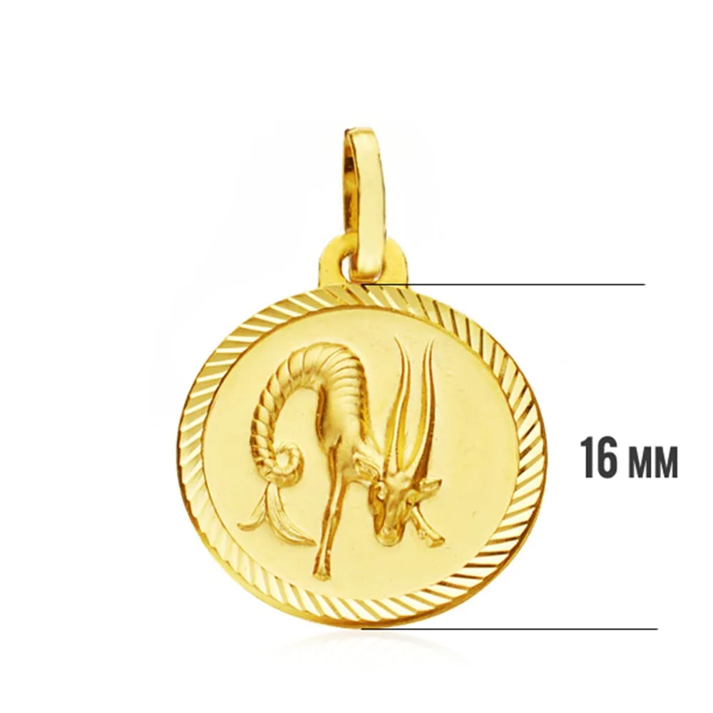 18K PLACA HOROSCOPO ORO AMARILLO CAPRICORNIO 16 MM — vista 3